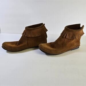 Minnetonka Suede Fringe Ankle Boots Size 7 – Boho, Festival, Western